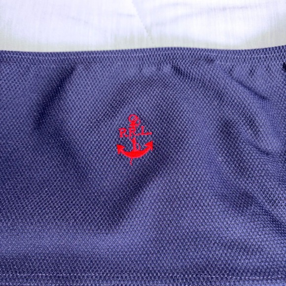 POLO SPORT Ralph Lauren One Piece Swimsuit Navy White Stripe Anchor Logo - Picture 3 of 9